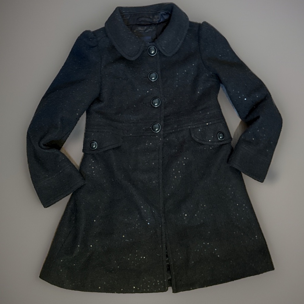 Stylish Black Button-Up Coat Girls size 10
GAP with sequins